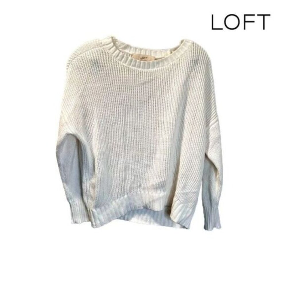 LOFT Sweater Womens Knit Dropped Shoulders Long Sleeve‎ Round Neck Pullover
